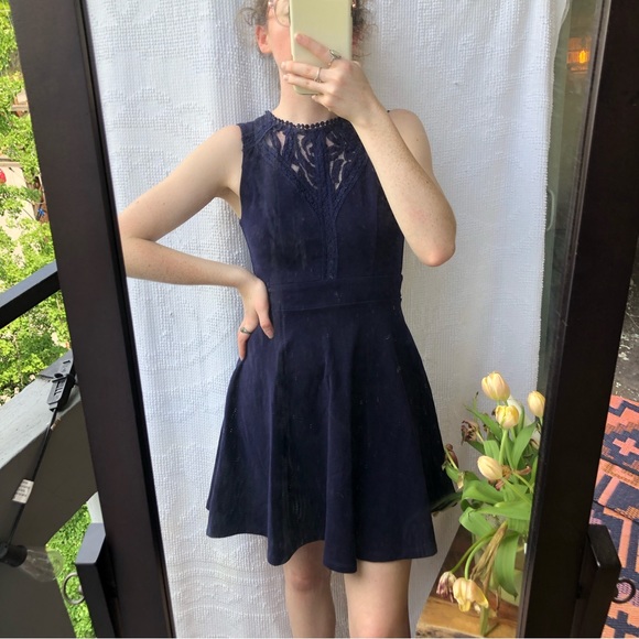 Francesca’s Navy Blue Lacy Dress - Picture 6 of 7